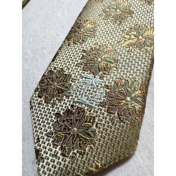 TOMMY BAHAMA Tie Men's 100% Silk Floral Beige Palm Tree Beach Vacation Hand Made - Picture 3 of 7